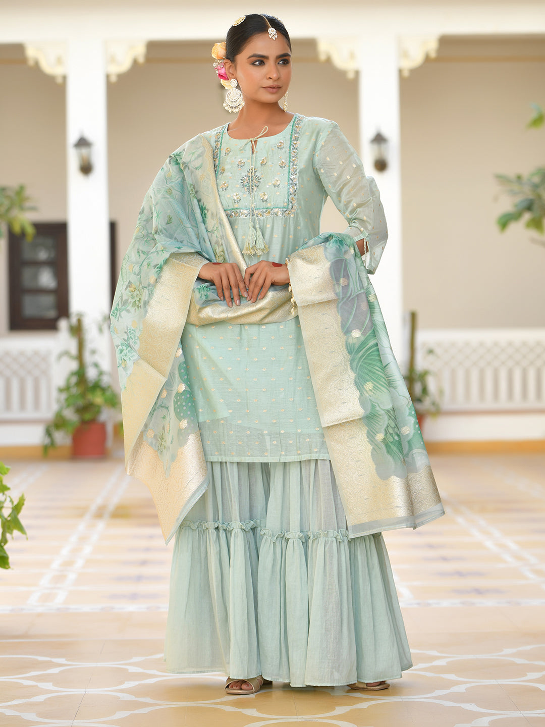 Women Chanderi Sharara Set