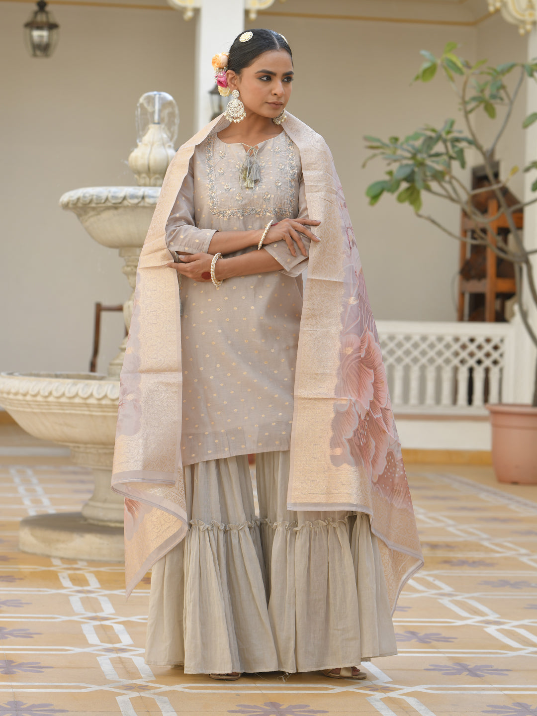 Women Chanderi Sharara Set