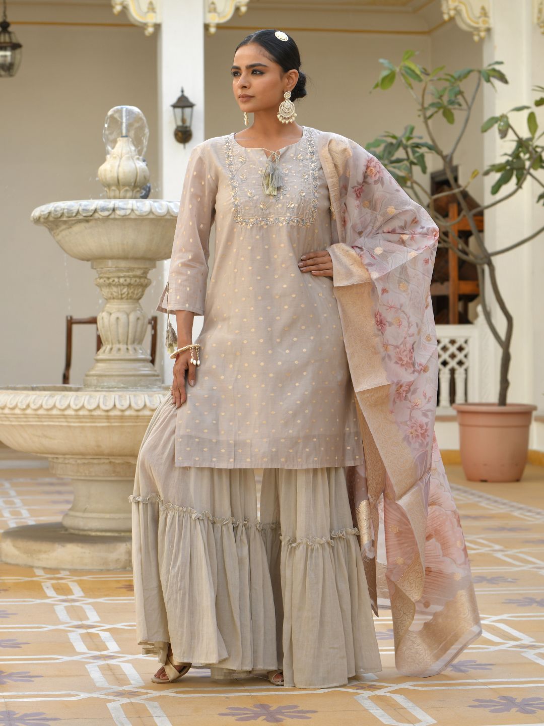 Women Chanderi Sharara Set