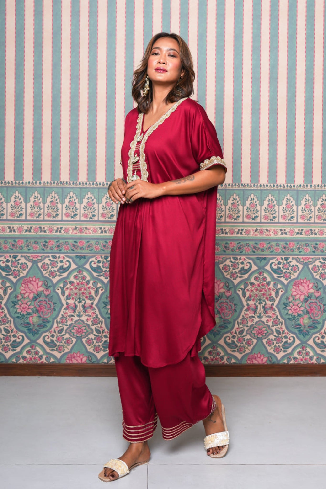 Bijli Boho Coord Set - Maroon