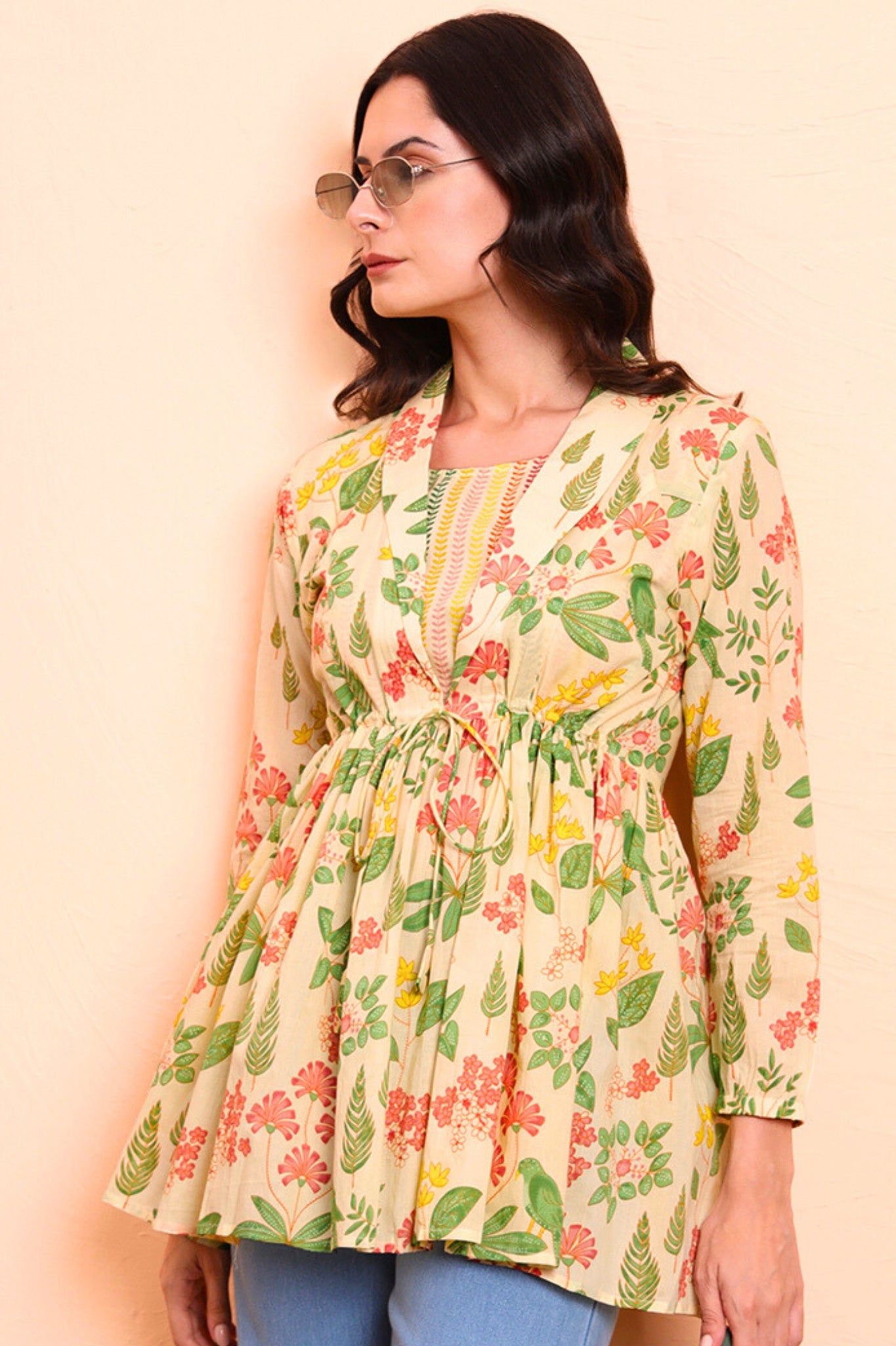 Daisy Blooms Jacket Peplum Kurti