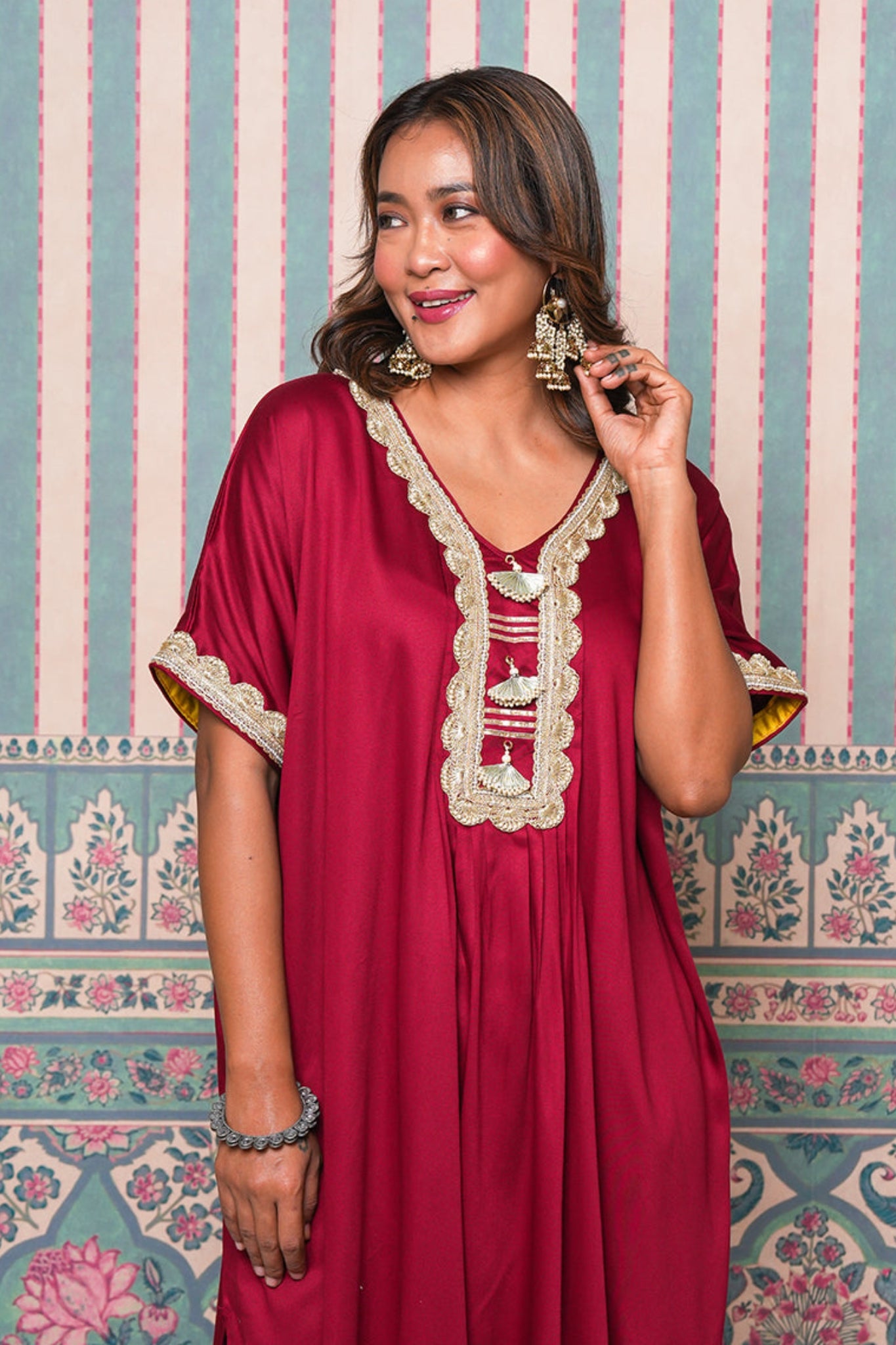 Bijli Boho Coord Set - Maroon