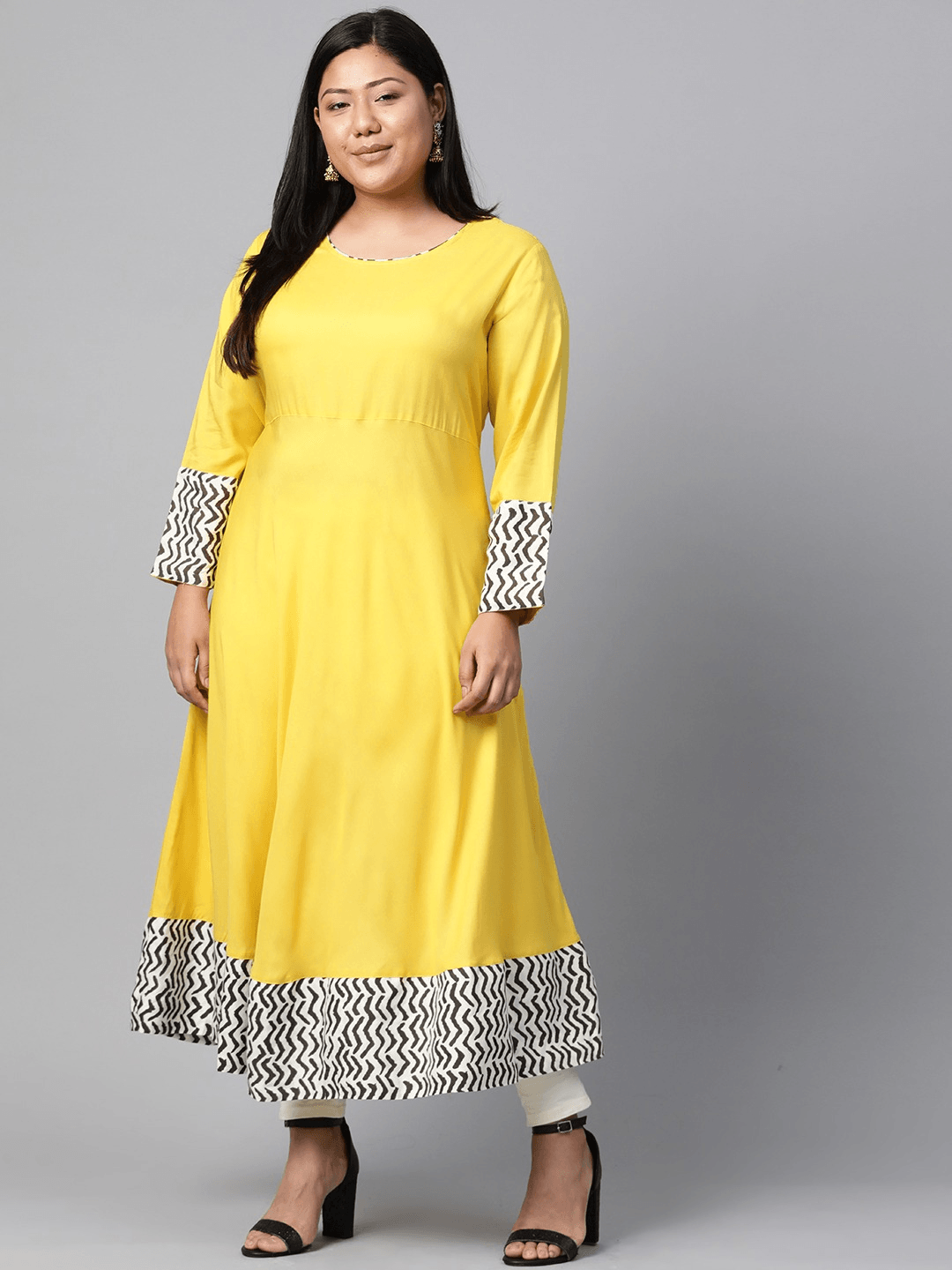  Solid Mustard Yellow Rayon Anarkali -  world
