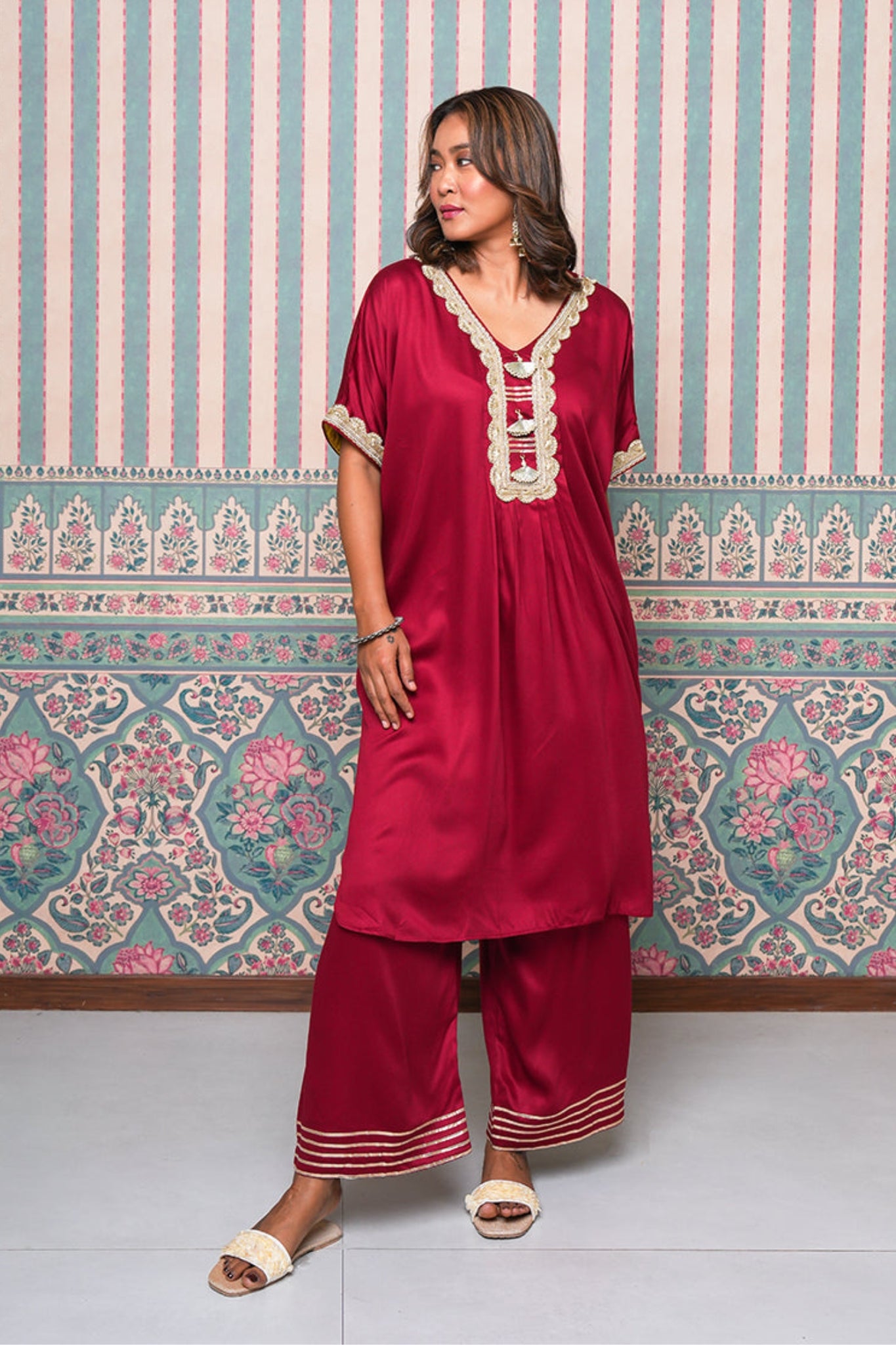 Bijli Boho Coord Set - Maroon