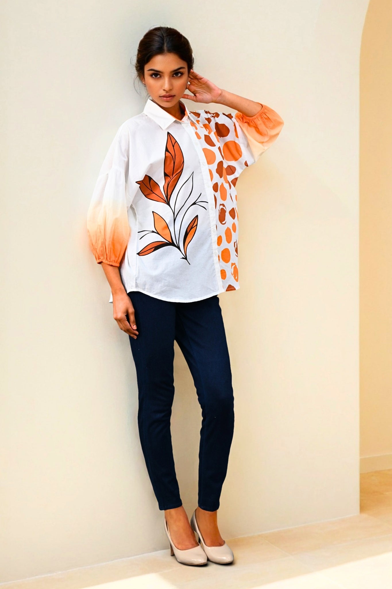 Aurette Petals Kurti - Orange