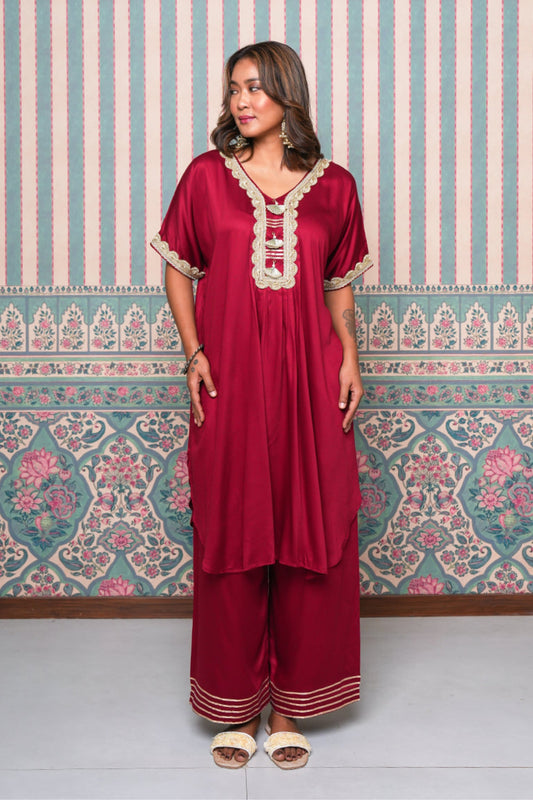 Bijli Boho Coord Set - Maroon