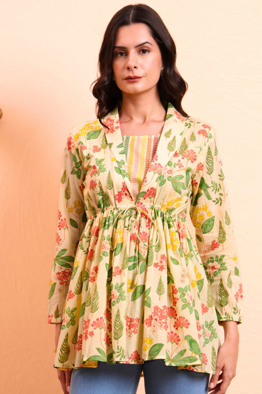 Daisy Blooms Jacket Peplum Kurti