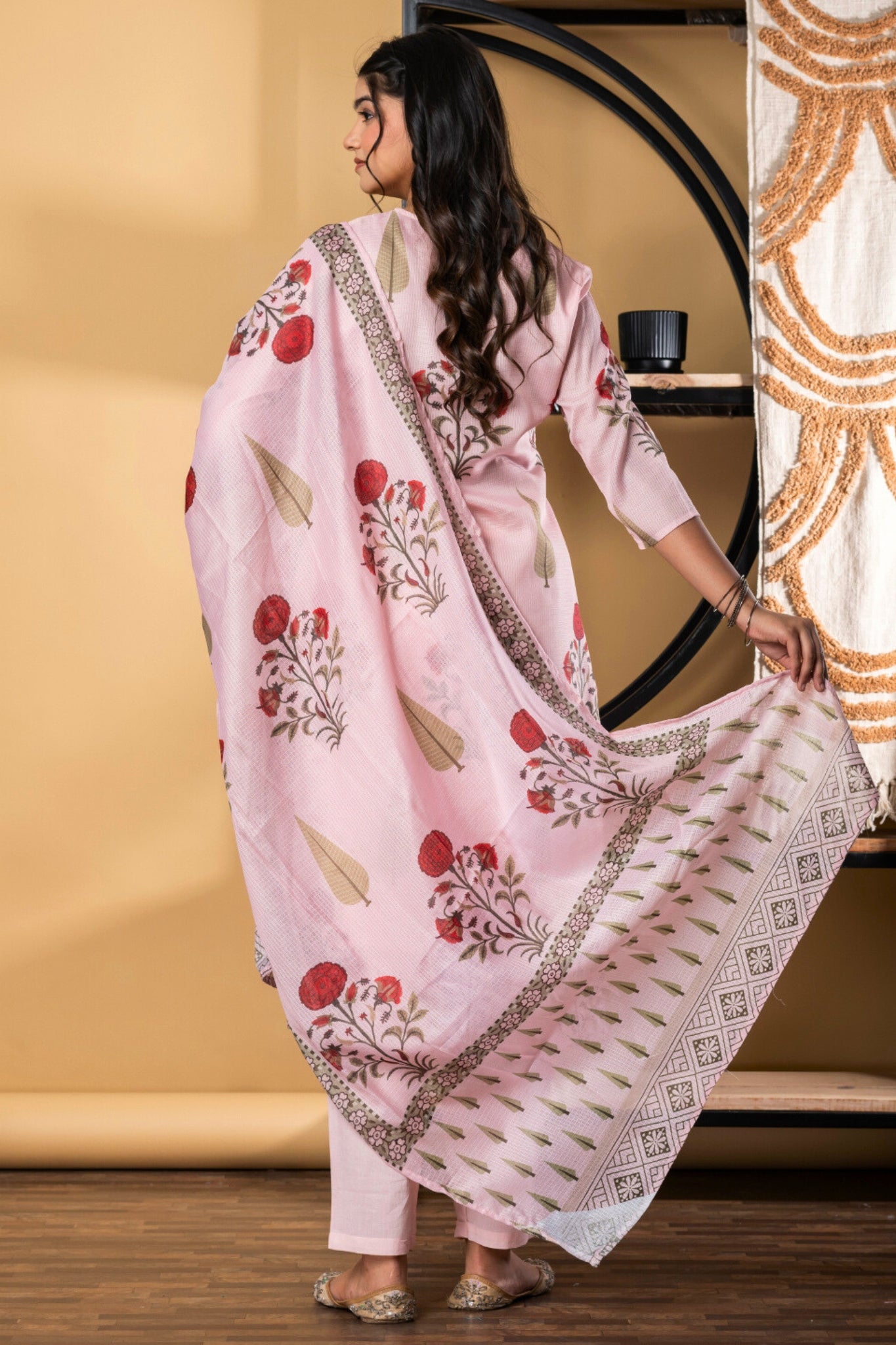 Poppy Whispers Kurta Set With Dupatta - Pink