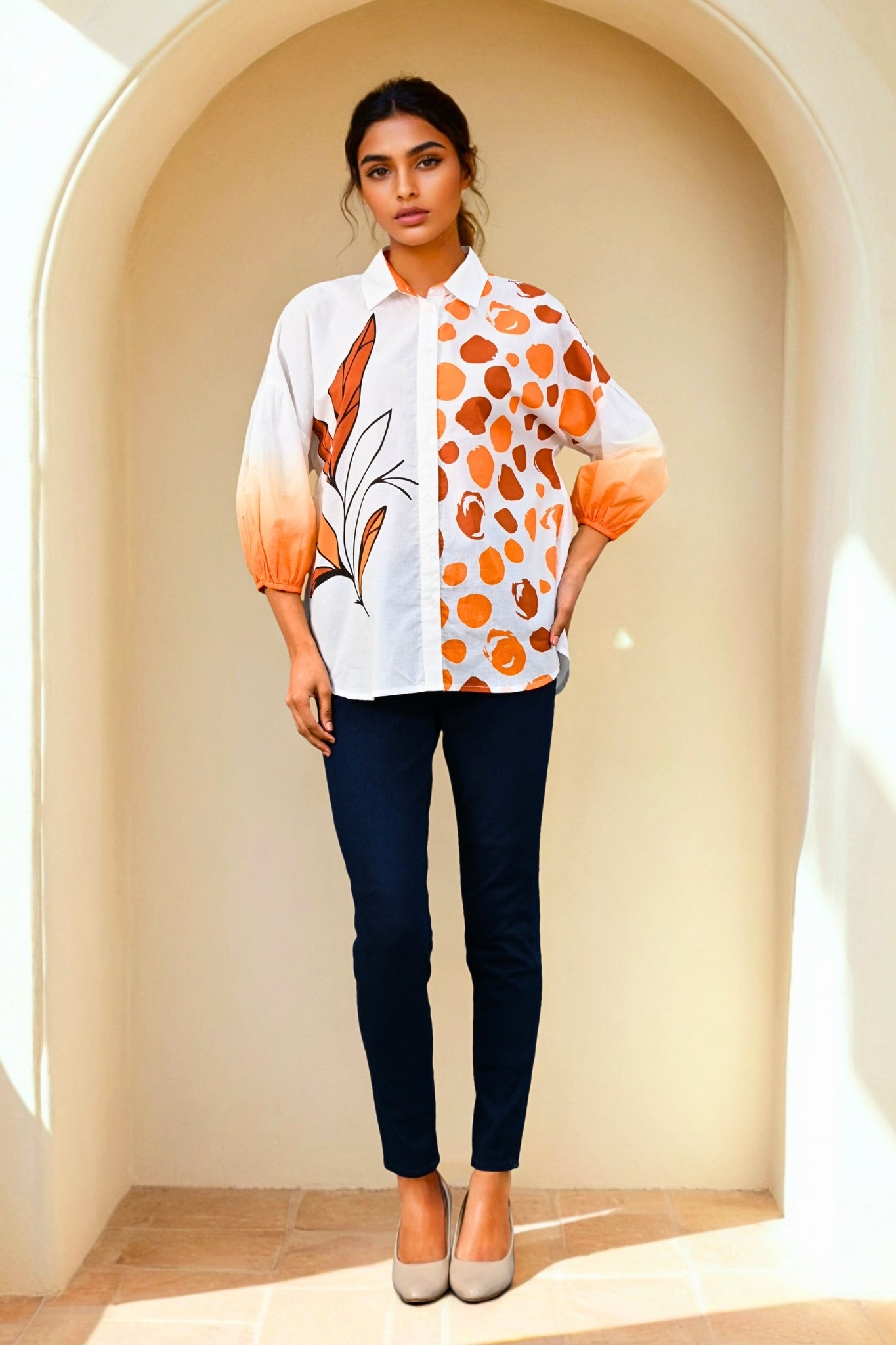 Aurette Petals Kurti - Orange