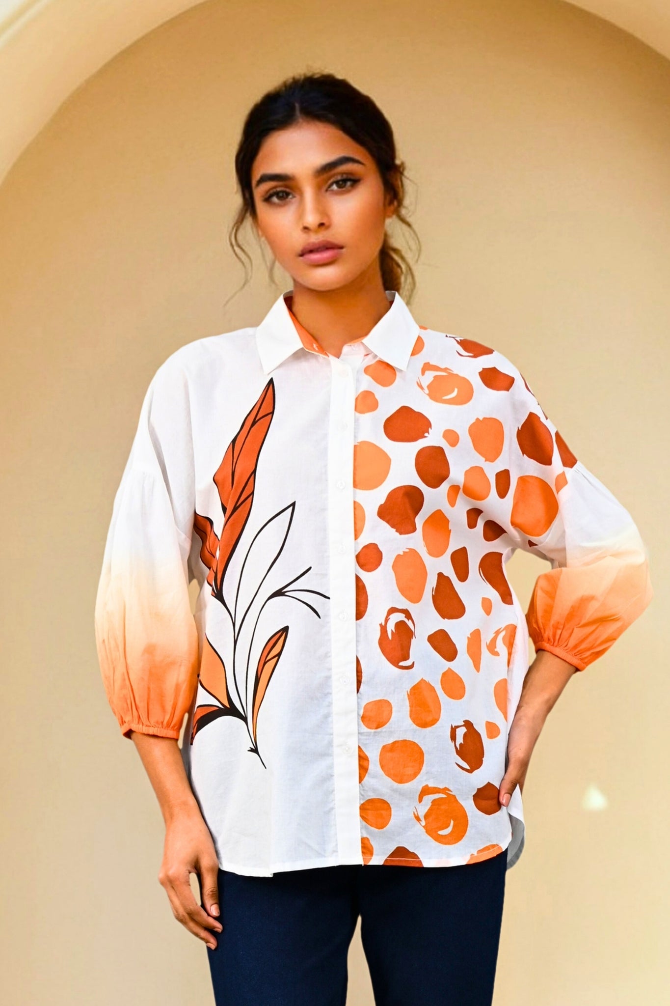 Aurette Petals Kurti - Orange