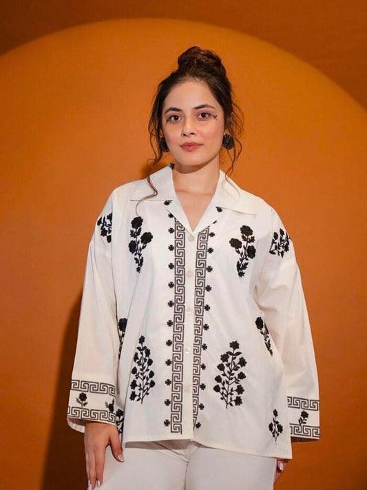 Athena's Bloom Short Kurti - White