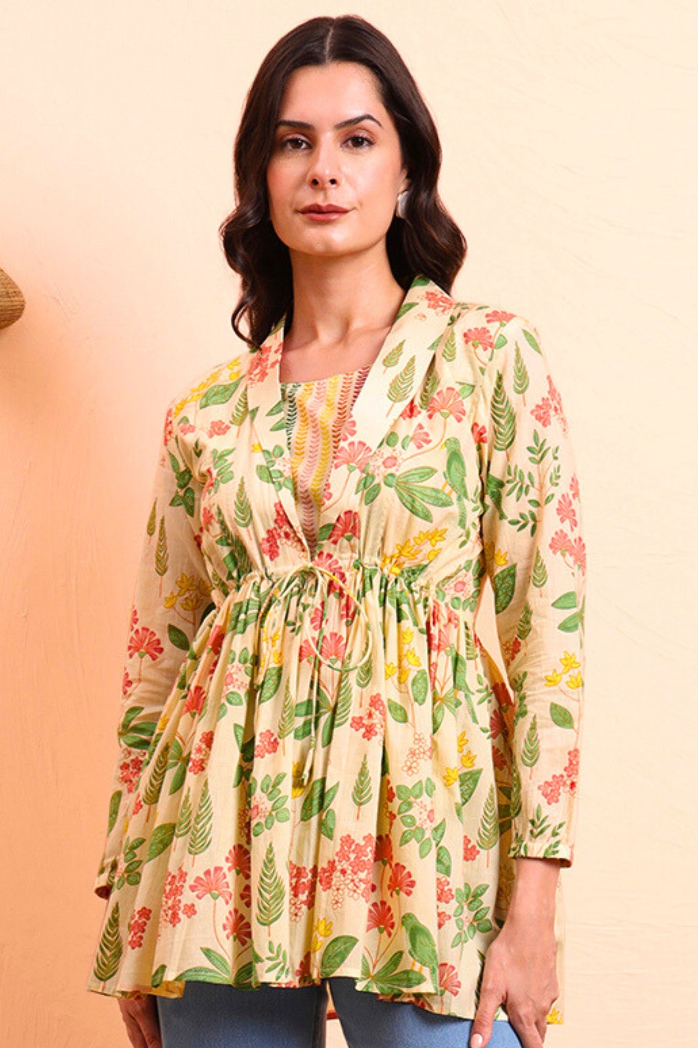 Daisy Blooms Jacket Peplum Kurti