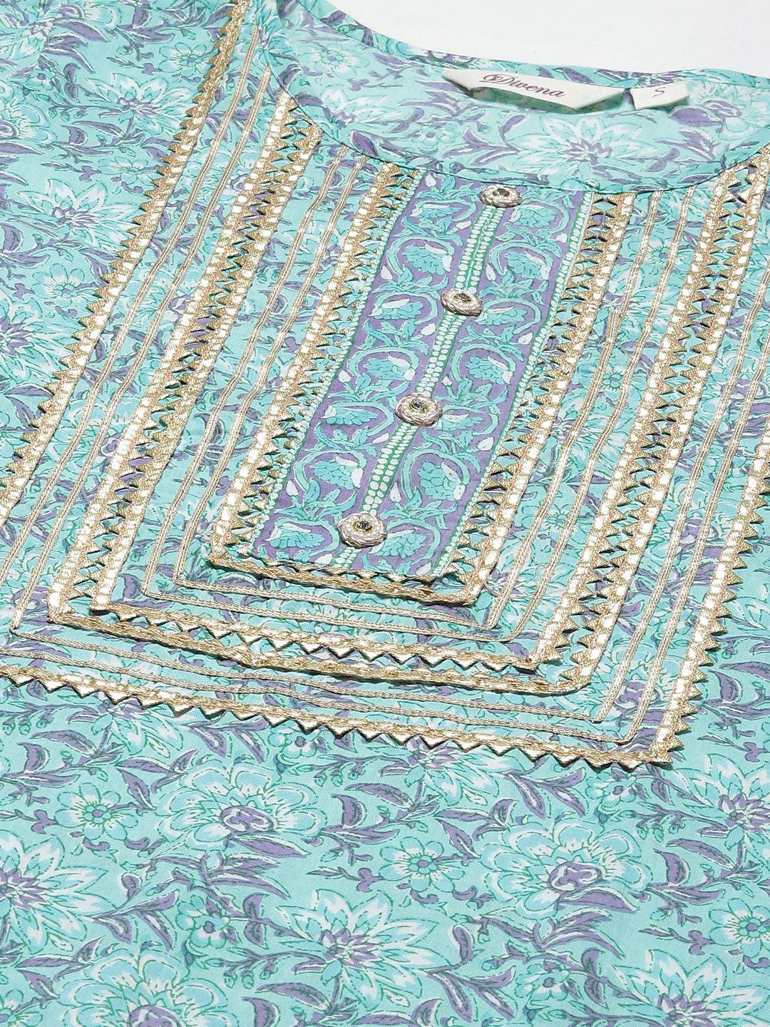  Seagreen Cotton kurta Pant set with Dupatta -  world