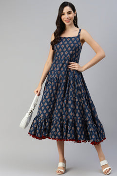 Indigo Bloom Strapless Dress
