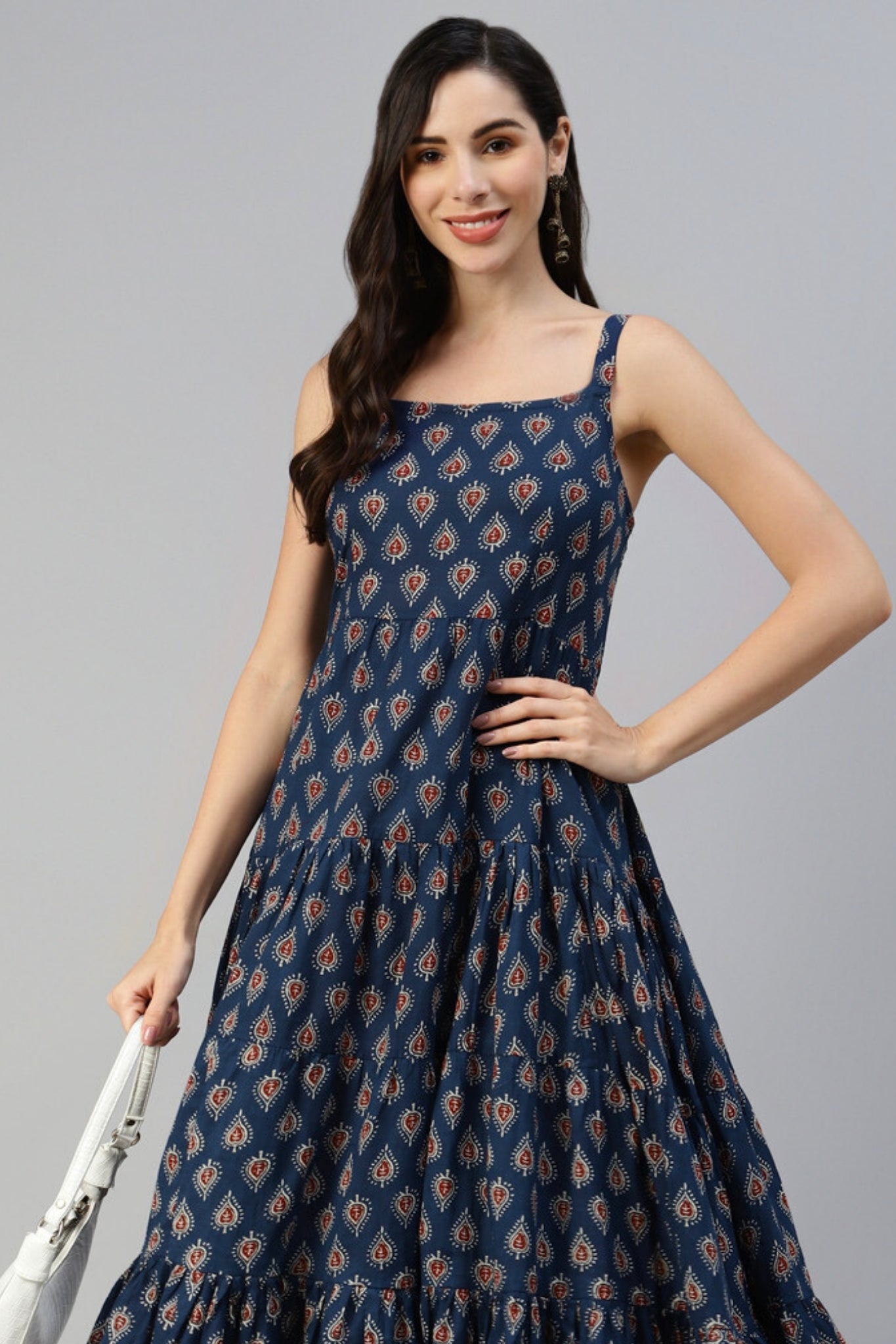 Indigo Bloom Strapless Dress