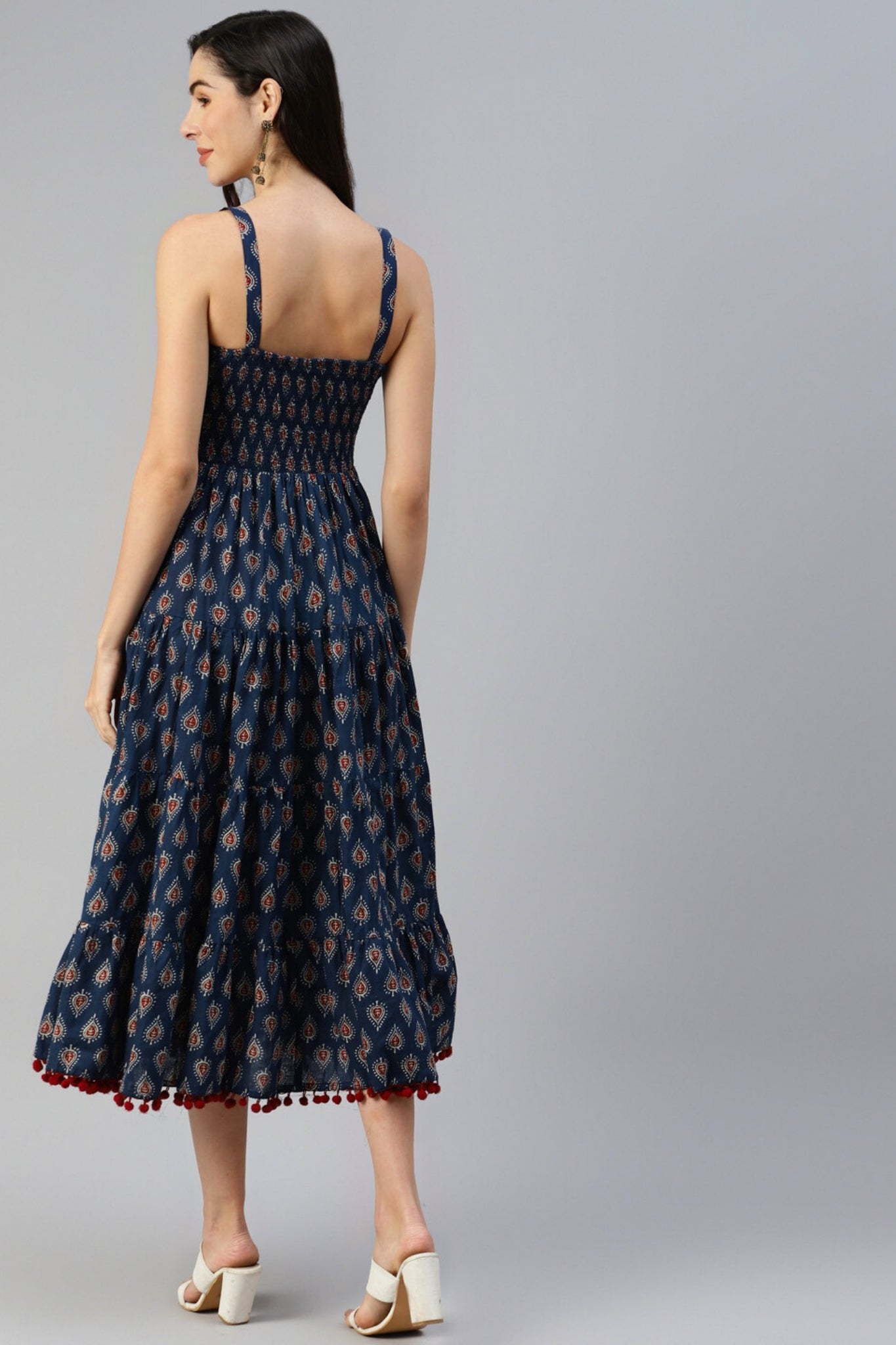 Indigo Bloom Strapless Dress
