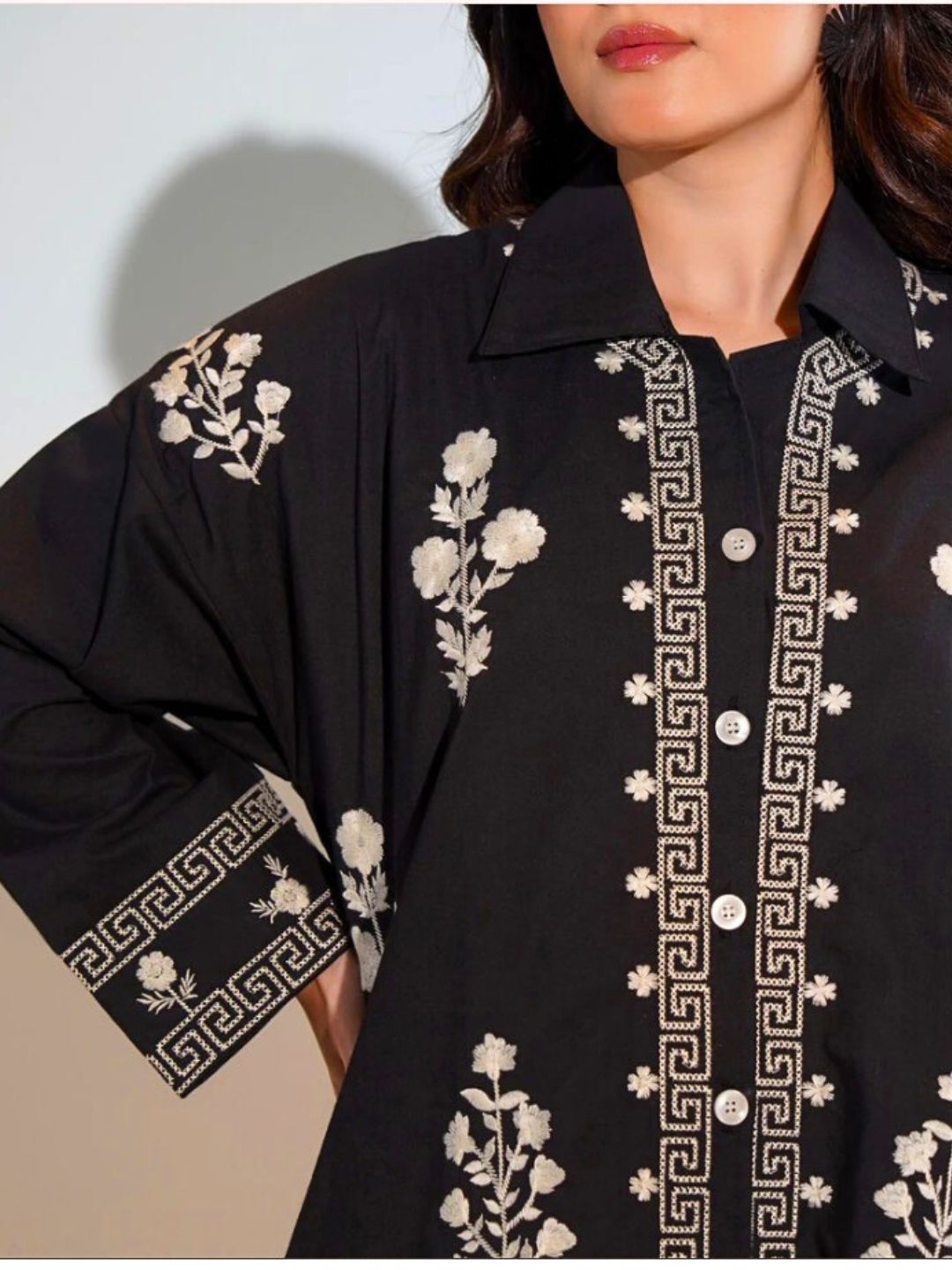 Athena's Bloom Short Kurti - Black