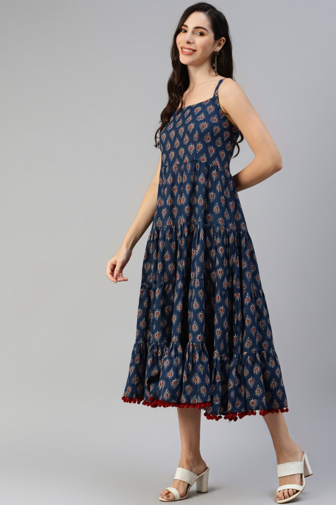 Indigo Bloom Strapless Dress