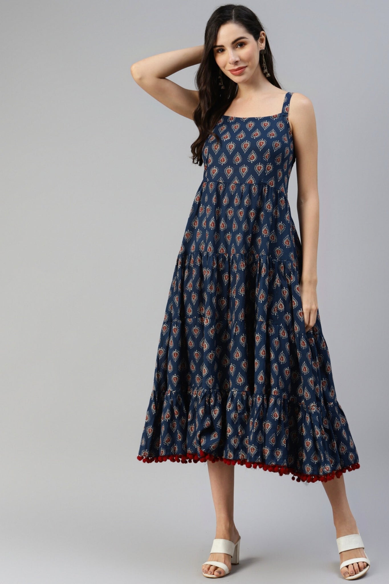 Indigo Bloom Strapless Dress