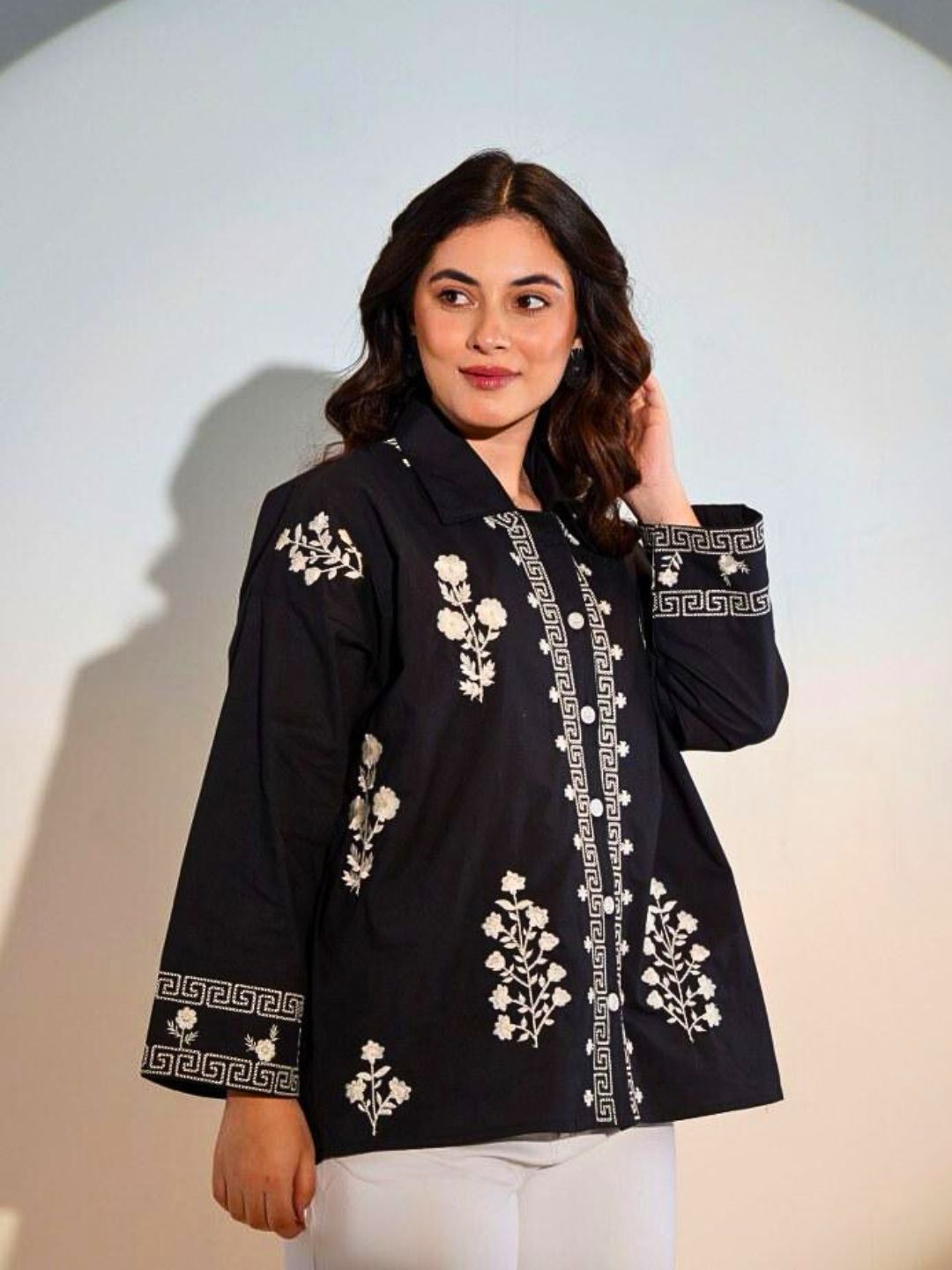 Athena's Bloom Short Kurti - Black