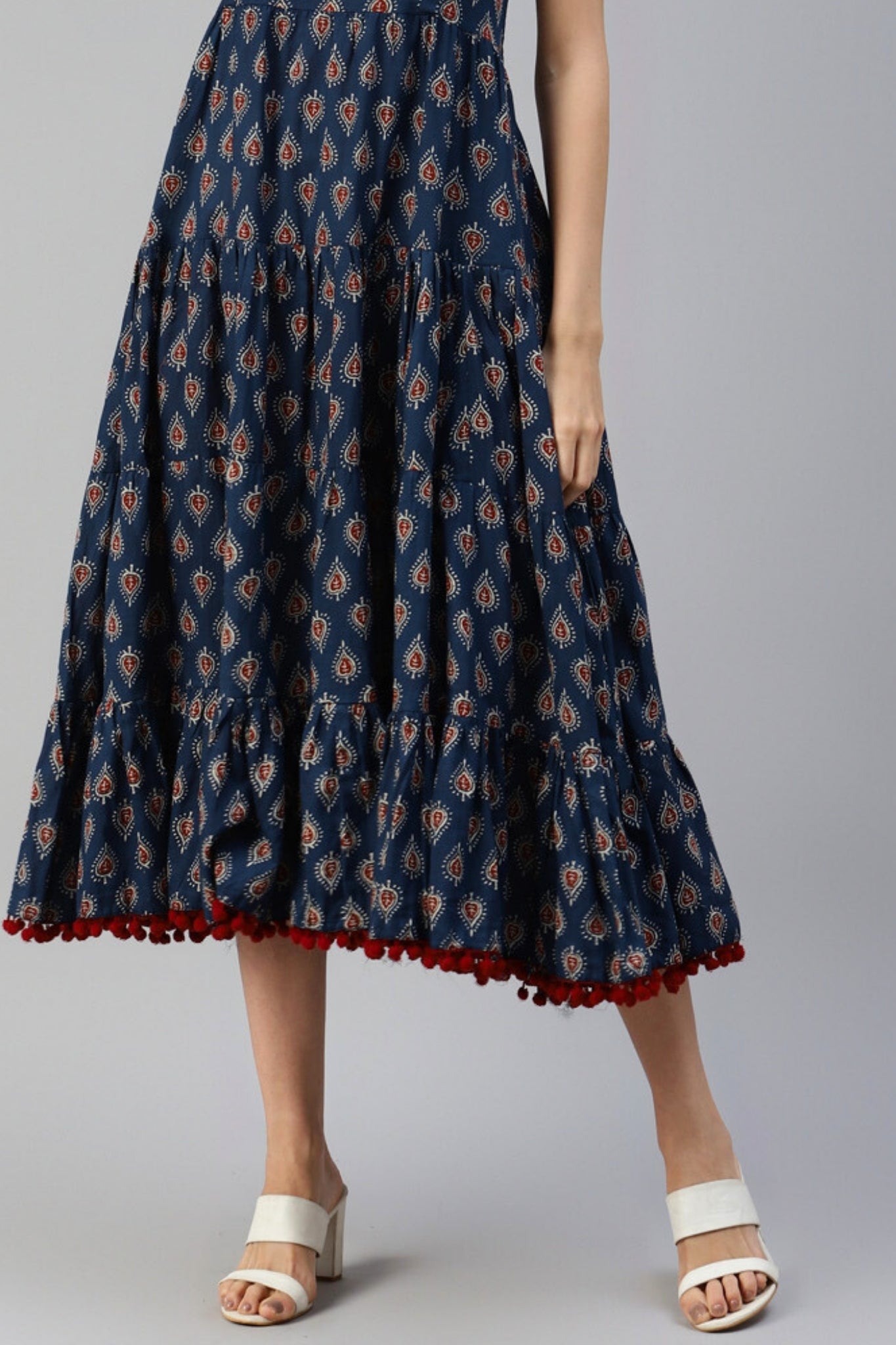 Indigo Bloom Strapless Dress