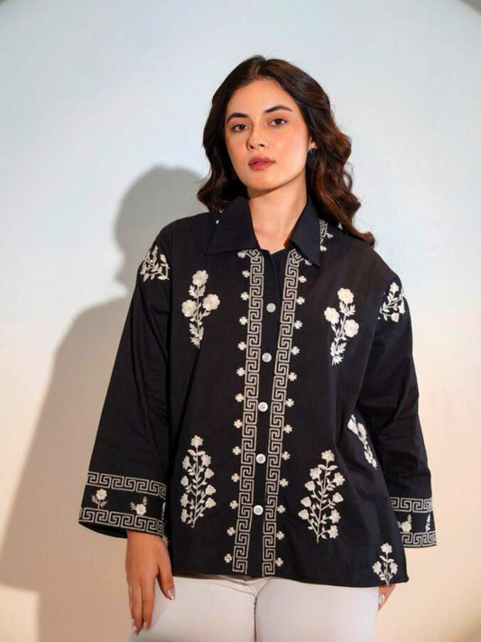 Athena's Bloom Short Kurti - Black