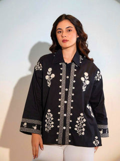Athena's Bloom Short Kurti - Black