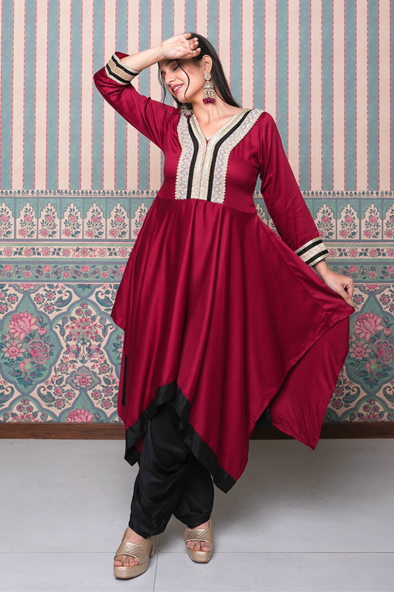 Rani Bling Coord Set - Maroon