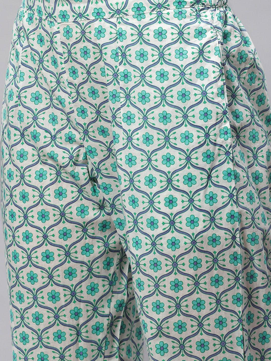  Seagreen Cotton kurta Pant set with Dupatta -  world