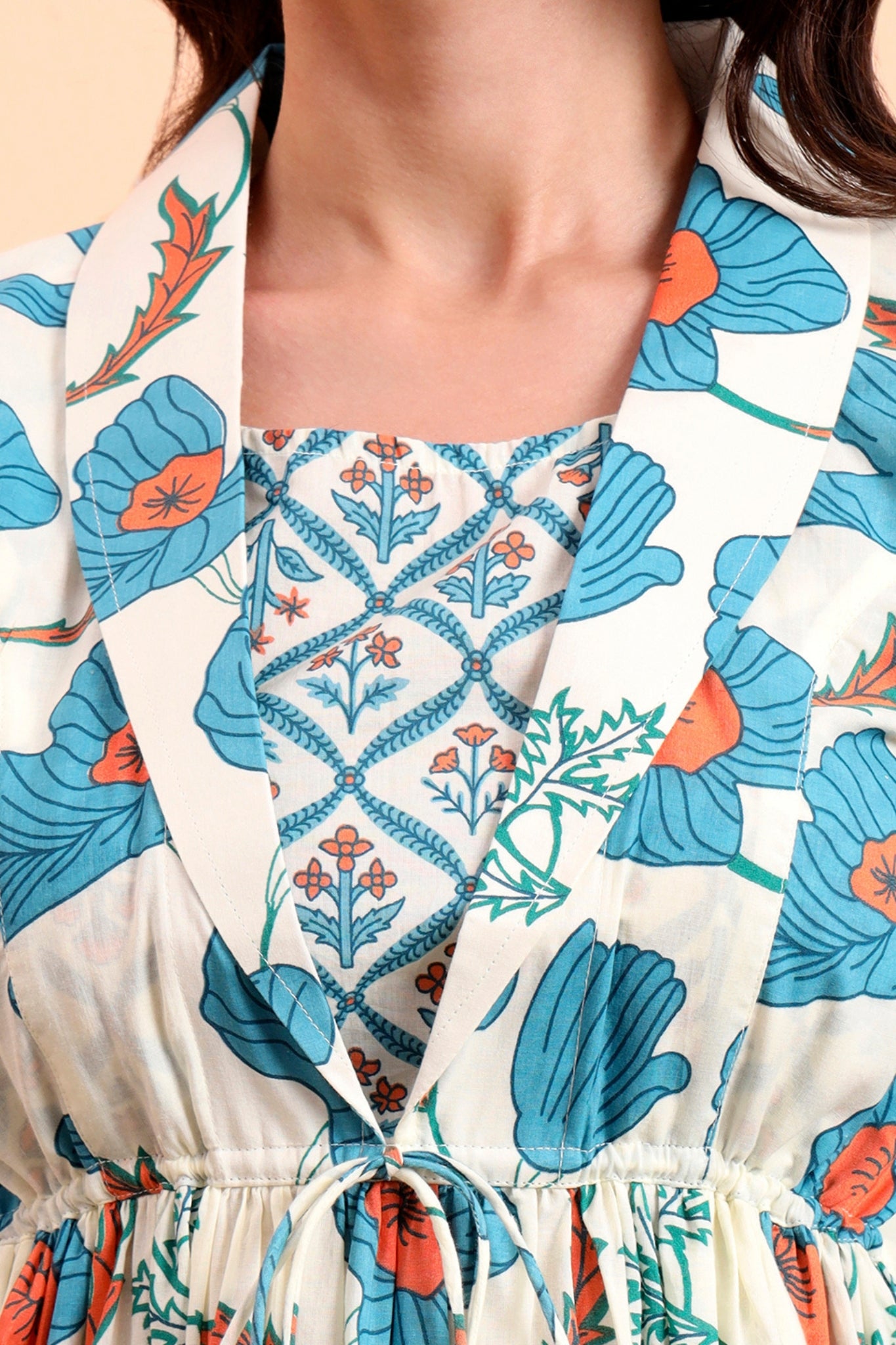 Cloudy Petals Jacket Peplum Kurti