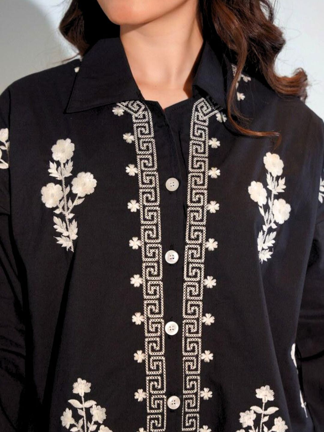Athena's Bloom Short Kurti - Black