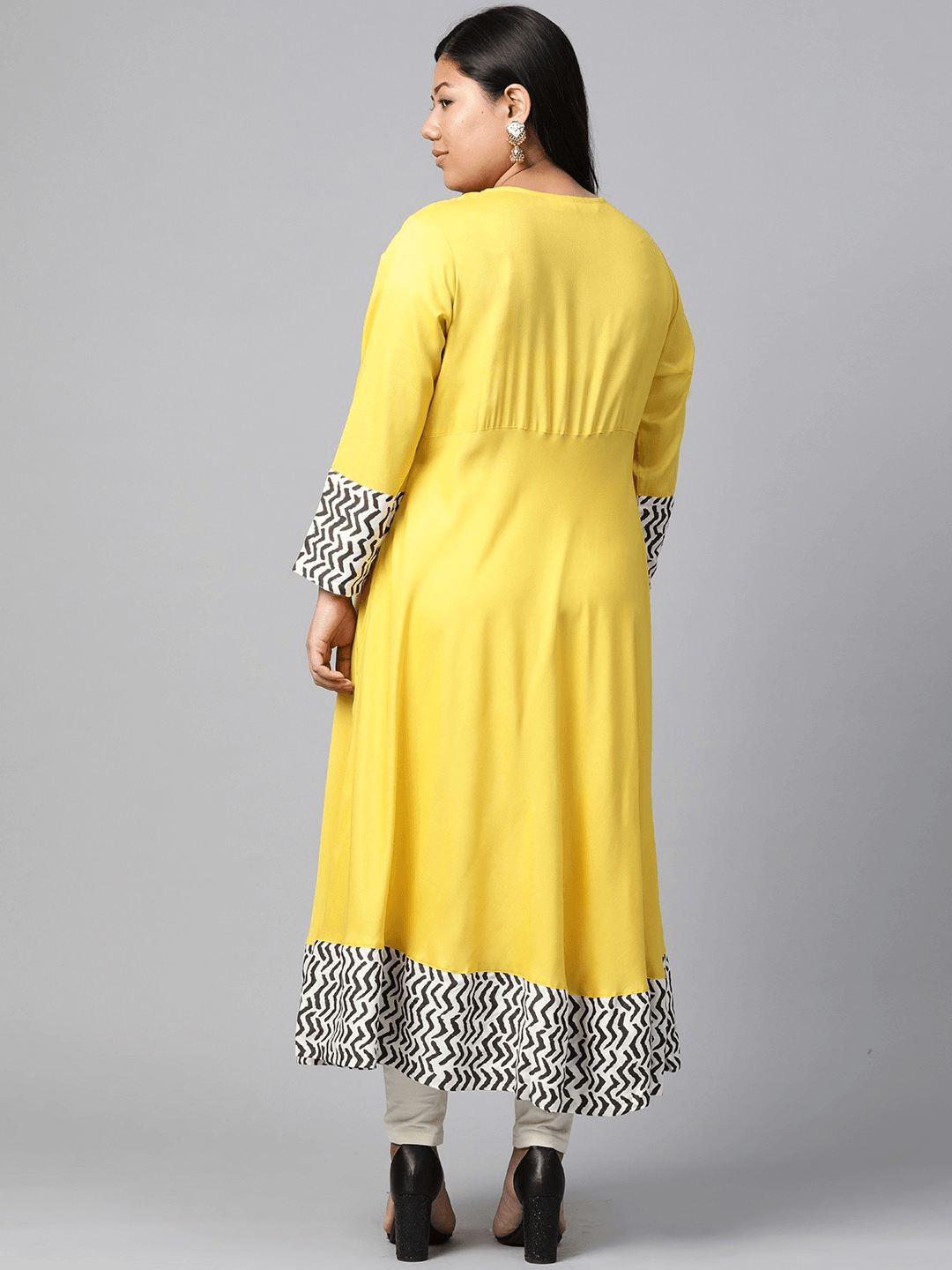 Plus Size Solid Mustard Yellow Rayon Anarkali -  world