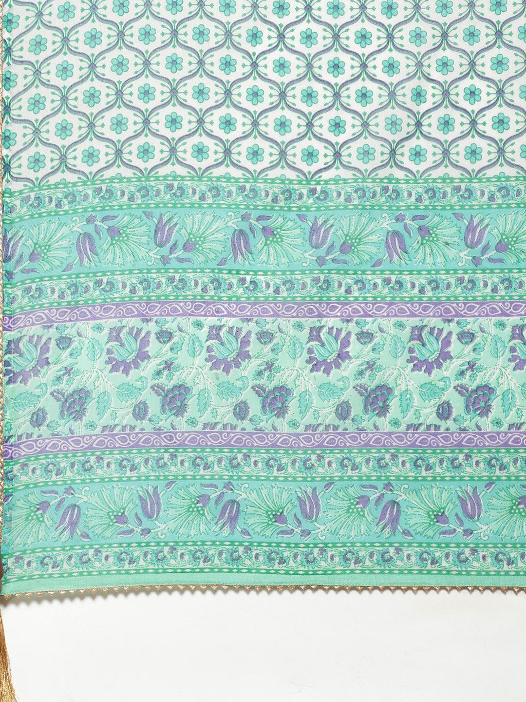  Seagreen Cotton kurta Pant set with Dupatta -  world