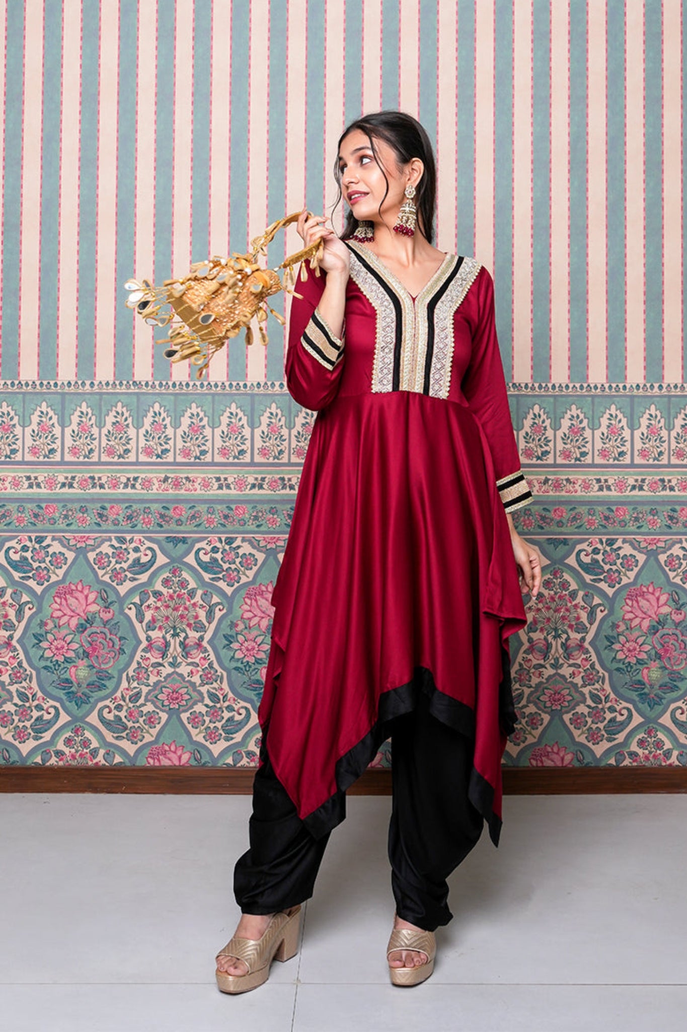 Rani Bling Coord Set - Maroon