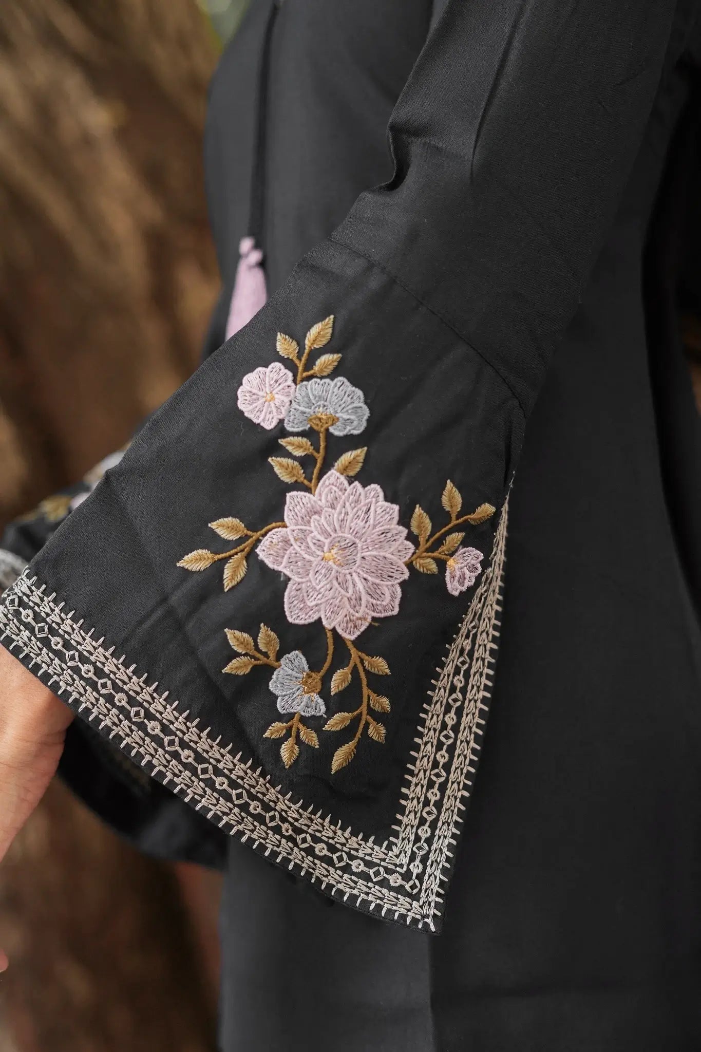 Blossom Belle Embroidered Kurti - Black
