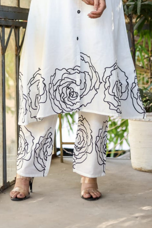 Rosette Charm Coord Set - White