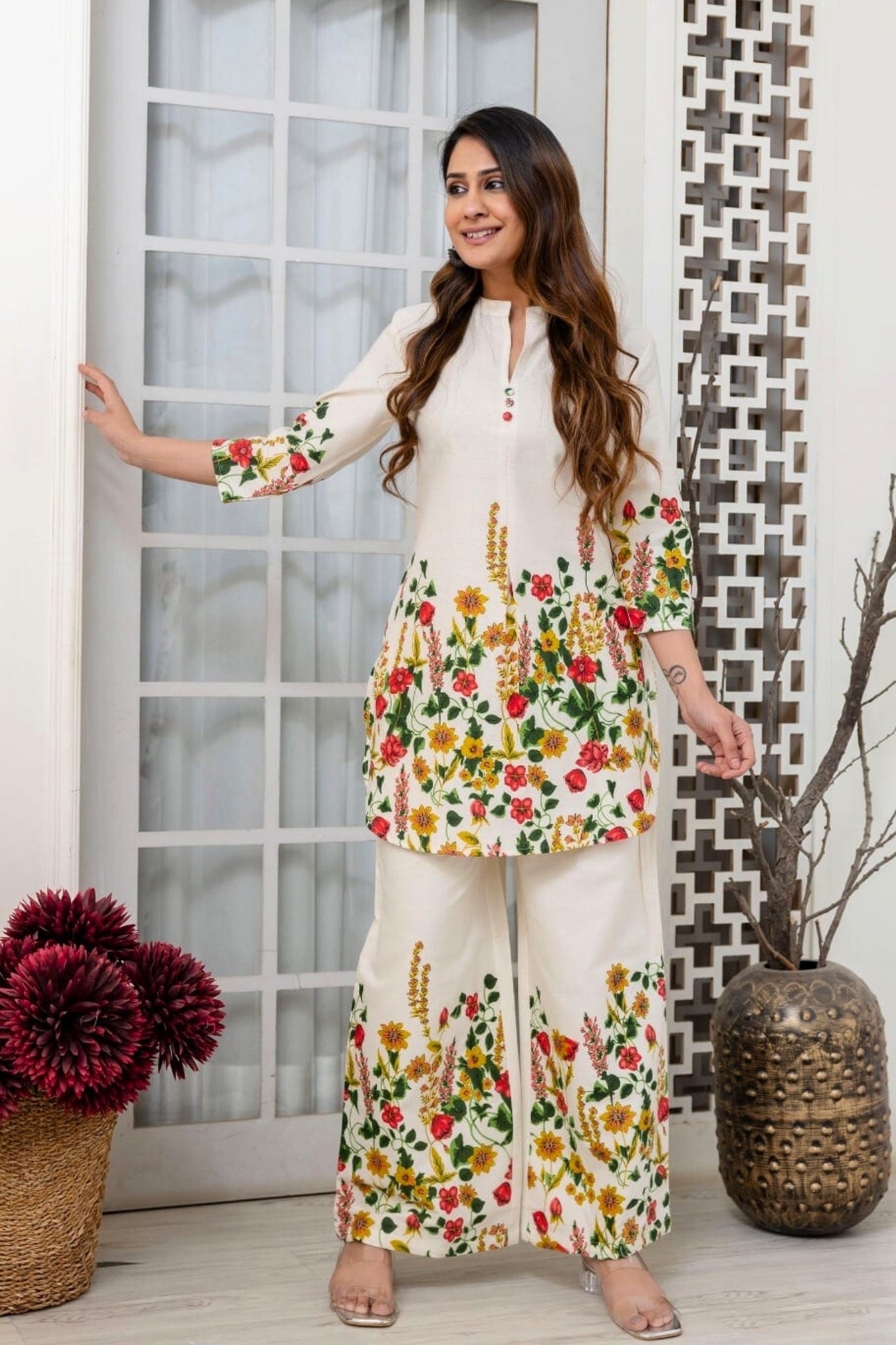 Basant Bliss Coord Set - Yellow and Red