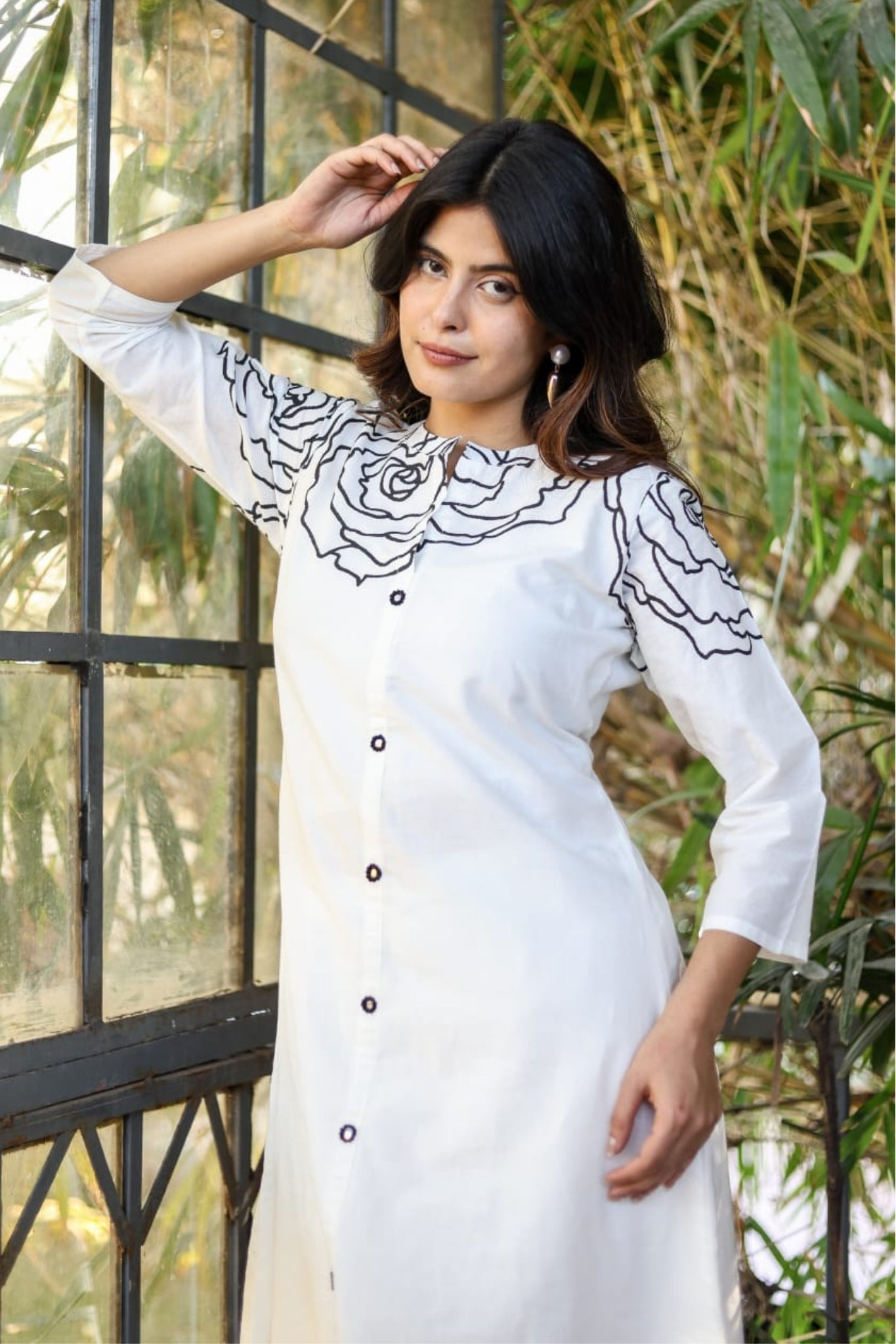 Rosette Charm Coord Set - White