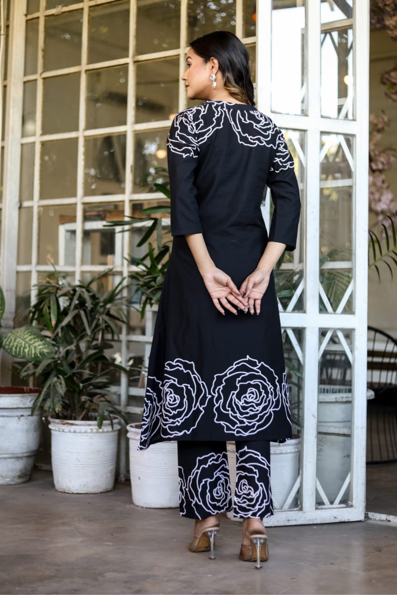Rosette Charm Coord Set - Black