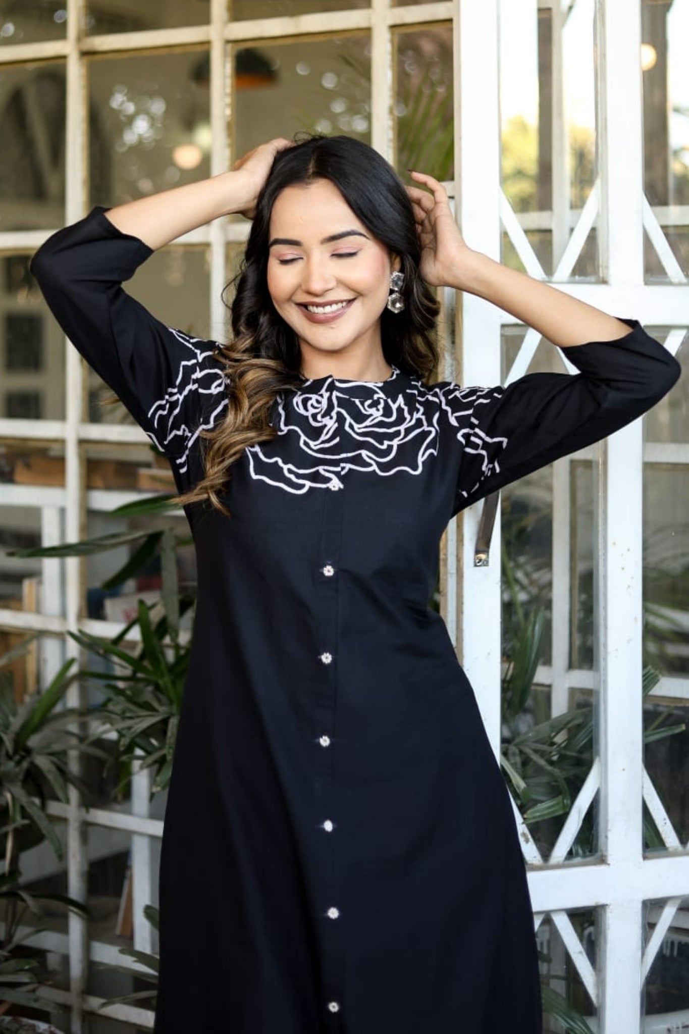 Rosette Charm Coord Set - Black