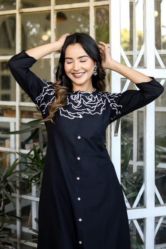 Rosette Charm Coord Set - Black