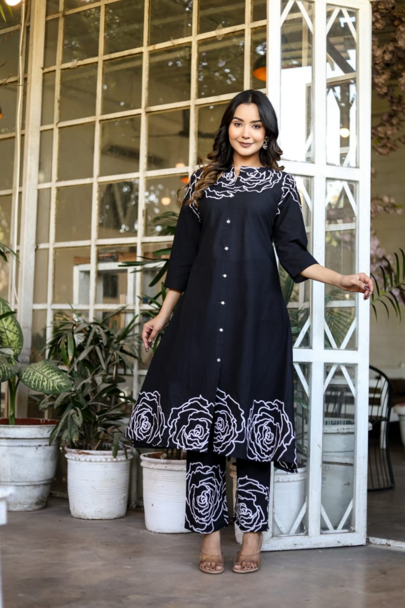 Rosette Charm Coord Set - Black