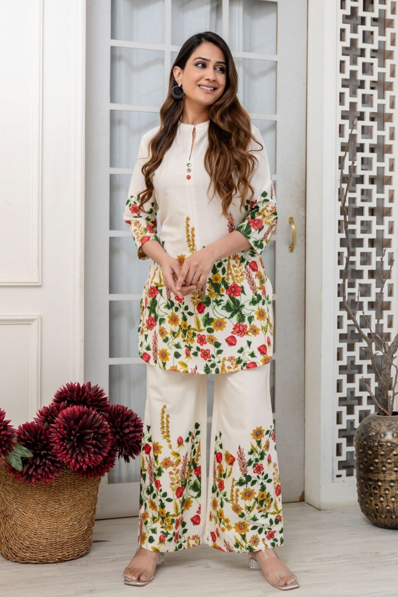Basant Bliss Coord Set - Yellow and Red