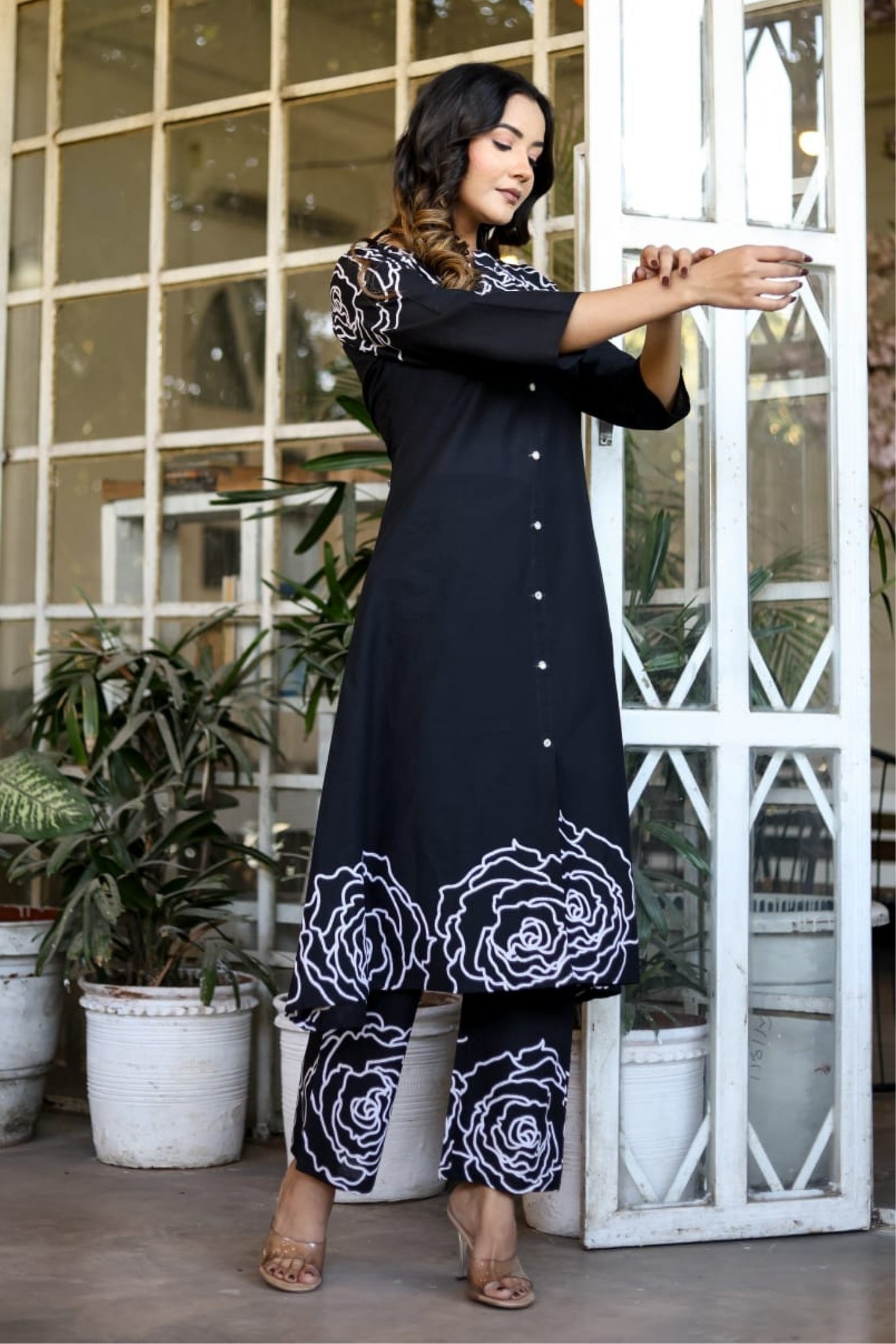 Rosette Charm Coord Set - Black