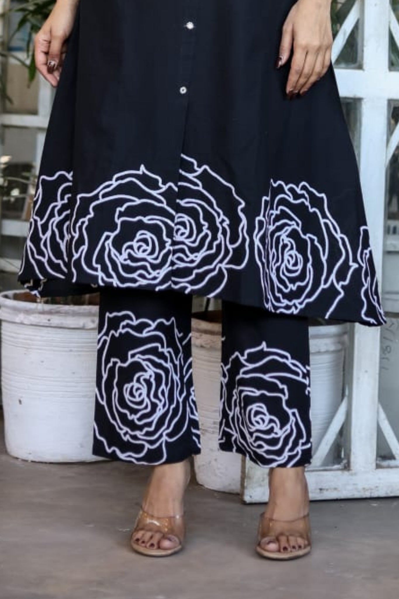 Rosette Charm Coord Set - Black
