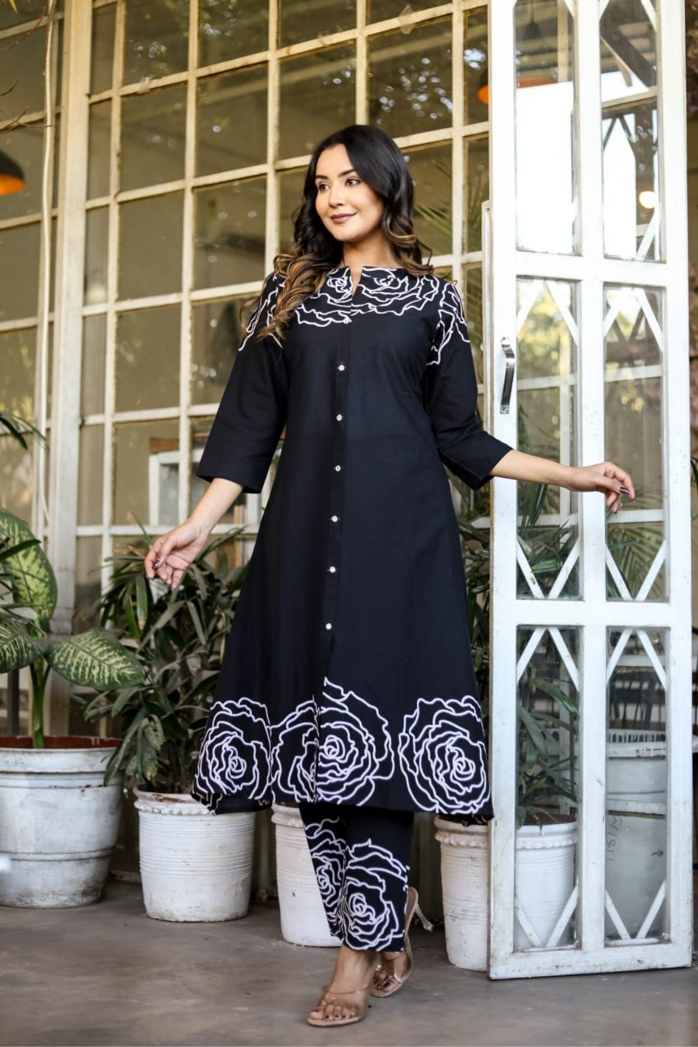 Rosette Charm Coord Set - Black