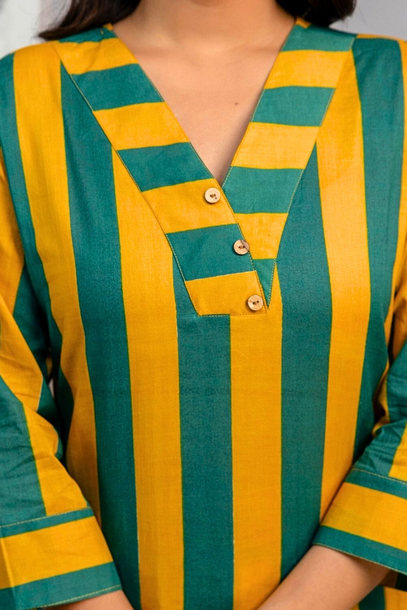 Auréline Coord Set - Green and Mustard