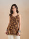 Women Floral Print Pure Cotton Brown Top