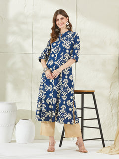 Blue Rayon A-Line Kurta