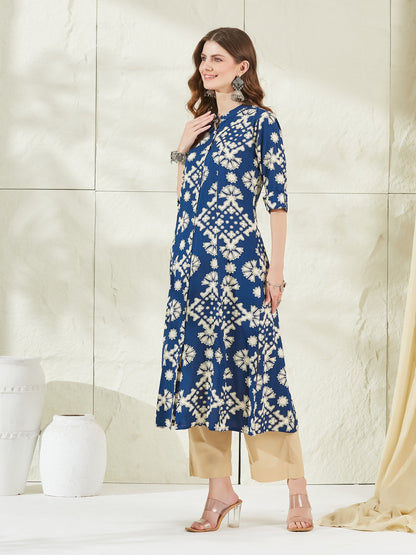 Blue Rayon A-Line Kurta